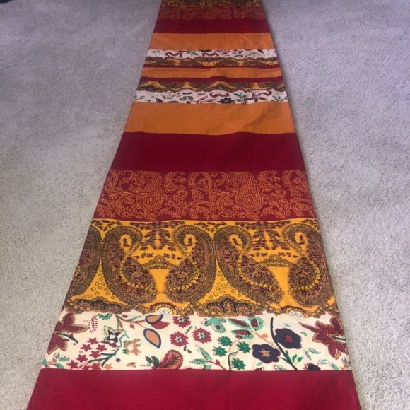 PIER 1 IMPORTS Multi-Color‎ Paisley Stripes TABLE RUNNER 72” x 13” Fall winter - Picture 1 of 14